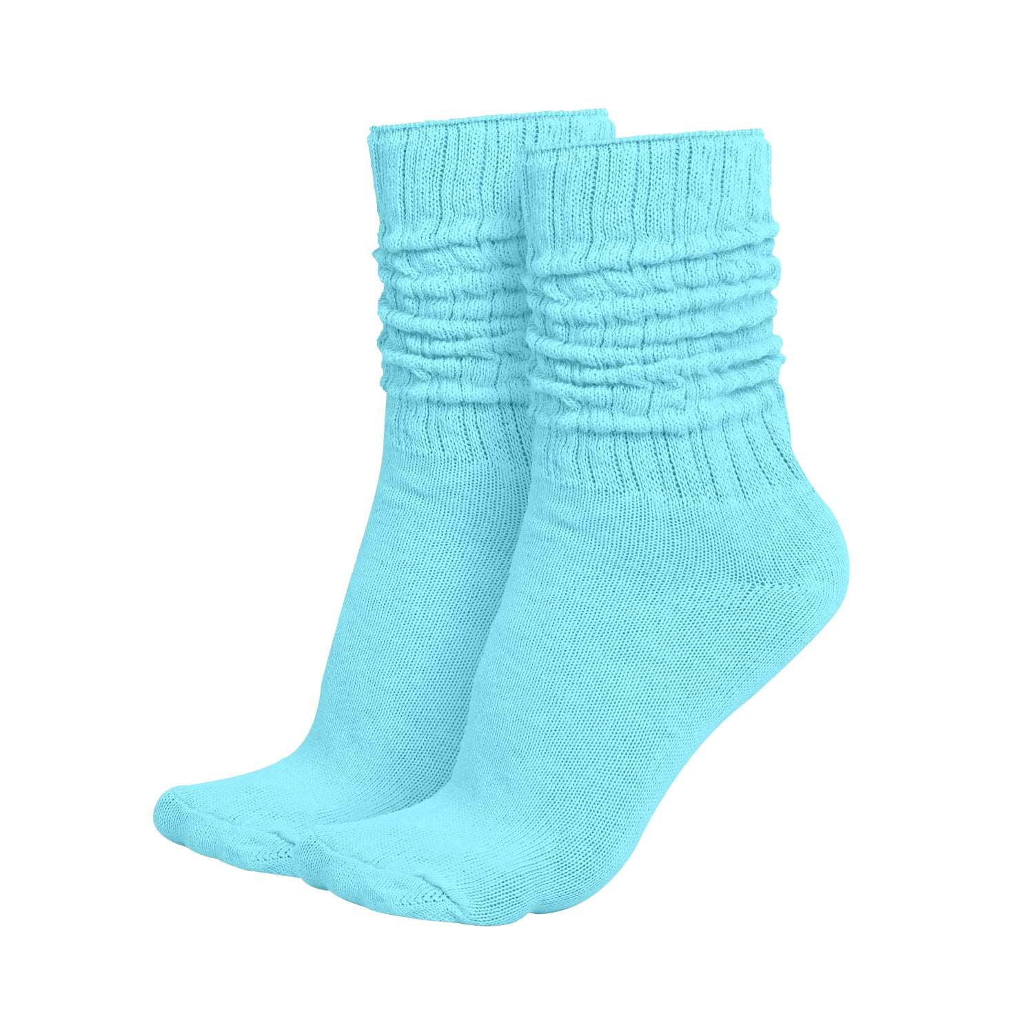 MDR Lightweight Cotton Slouch Socks For Women and Men 1 Pair Made in USA Size 9 to 11 (Light Blue)