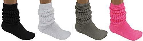 MDR Women and Men Slouch Socks Extra Tall/Extra Heavy Cotton Socks Made in USA Size 9-11, Pack of 4 - Mdrdistributors