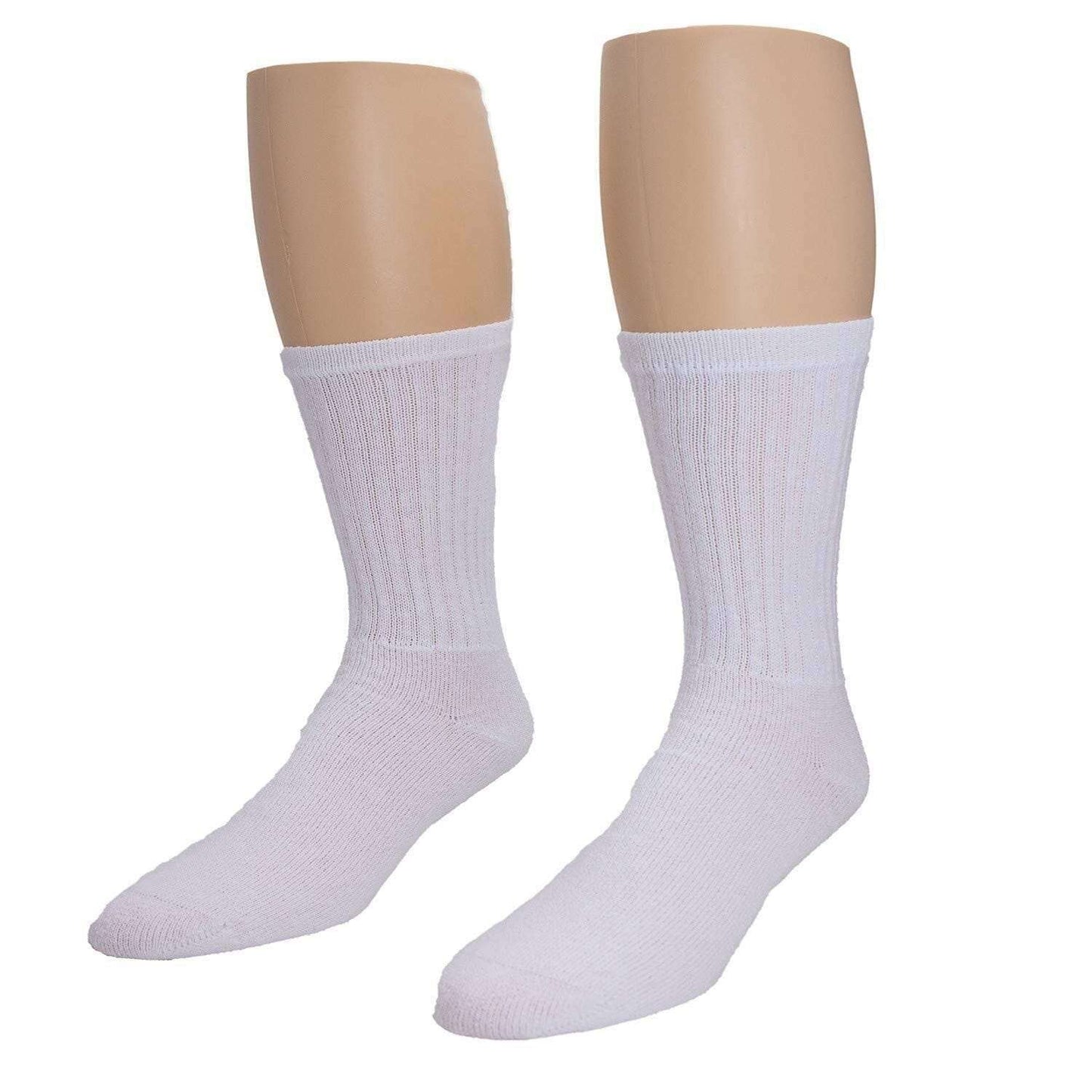 MDR American Made Athletic White Cotton Athletic Crew Socks - White - 1 Dozen - Mdrdistributors