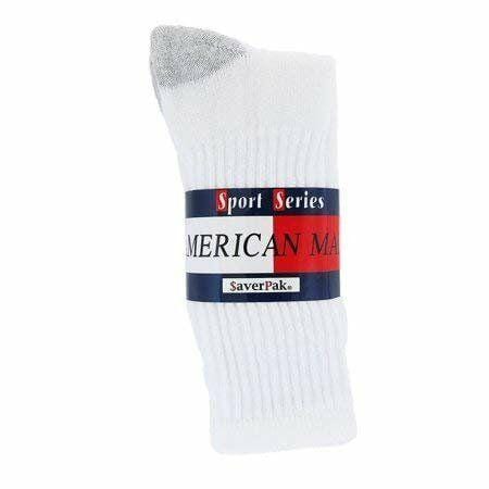 MDR American Made Athletic White Athletic Crew Socks Cotton 1 Dozen - Mdrdistributors