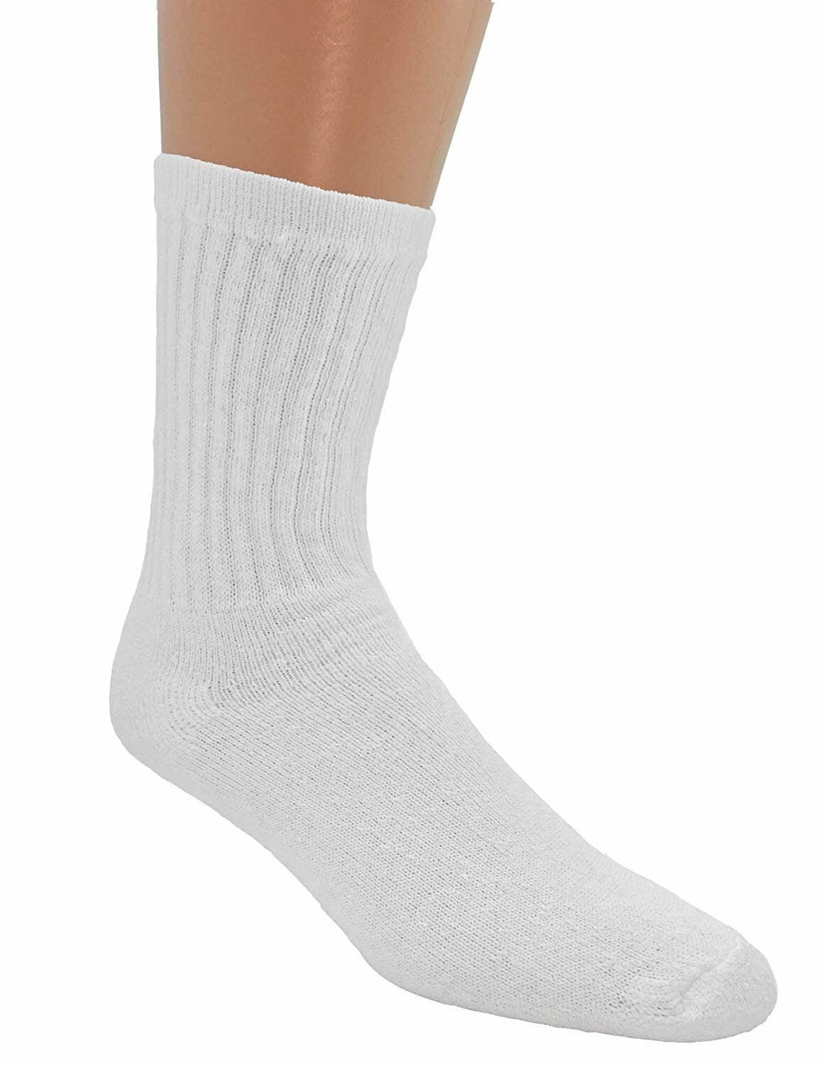 MDR American Made Athletic White Cotton Athletic Crew Socks - White - 1 Dozen - Mdrdistributors