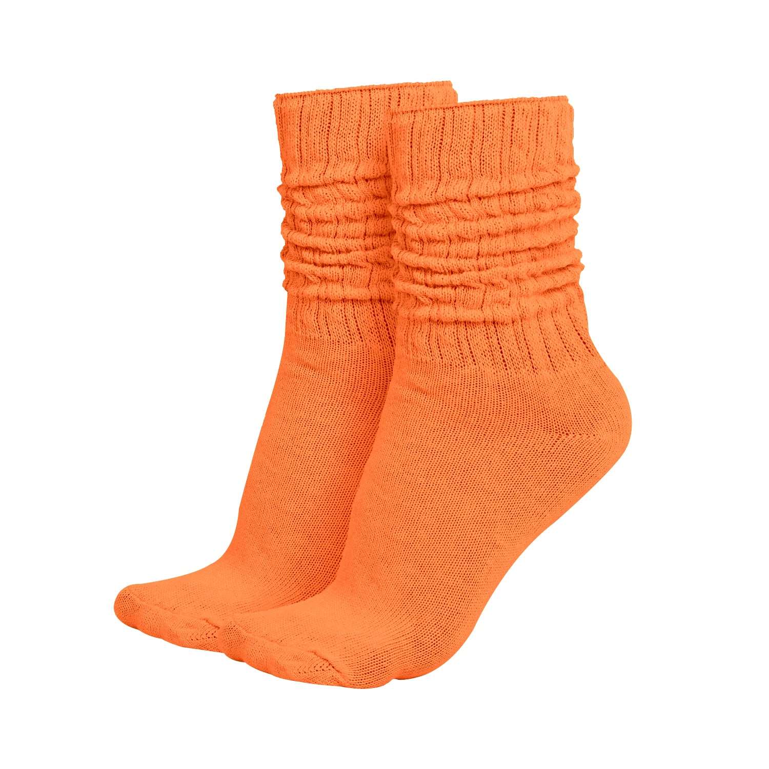 MDR Lightweight Cotton Slouch Socks For Women and Men 1 Pair Made in USA Size 9 to 11 (Orange)