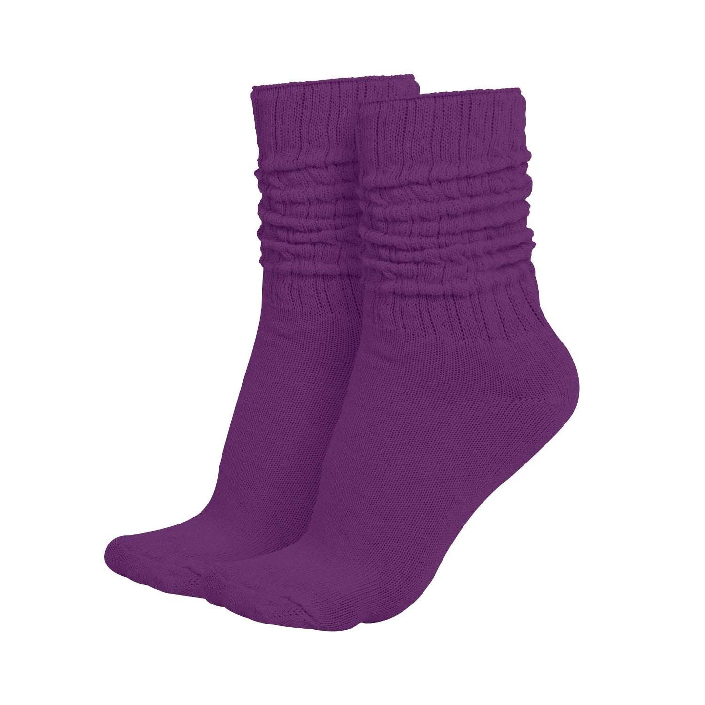 MDR Lightweight Cotton Slouch Socks For Women and Men 1 Pair Made in USA Size 9 to 11 (Dark Purple)