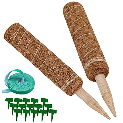 MDR Distributors - 2 Coco Coir Poles - 29 Inch Plant Support Totem Pole, 2-17 Inch Moss Poles Can Be Used Individually or Together Comes with 15 Free Print Labels & 3 feet of Velcro - Mdrdistributors