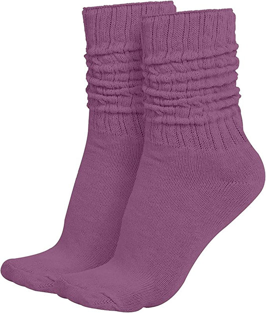 MDR Lightweight Cotton Slouch Socks For Women and Men 1 Pair Made in USA Size 9 to 11 (Purple)