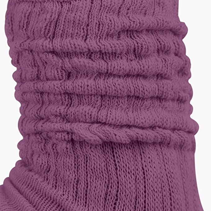 MDR Lightweight Cotton Slouch Socks For Women and Men 1 Pair Made in USA Size 9 to 11 (Purple)