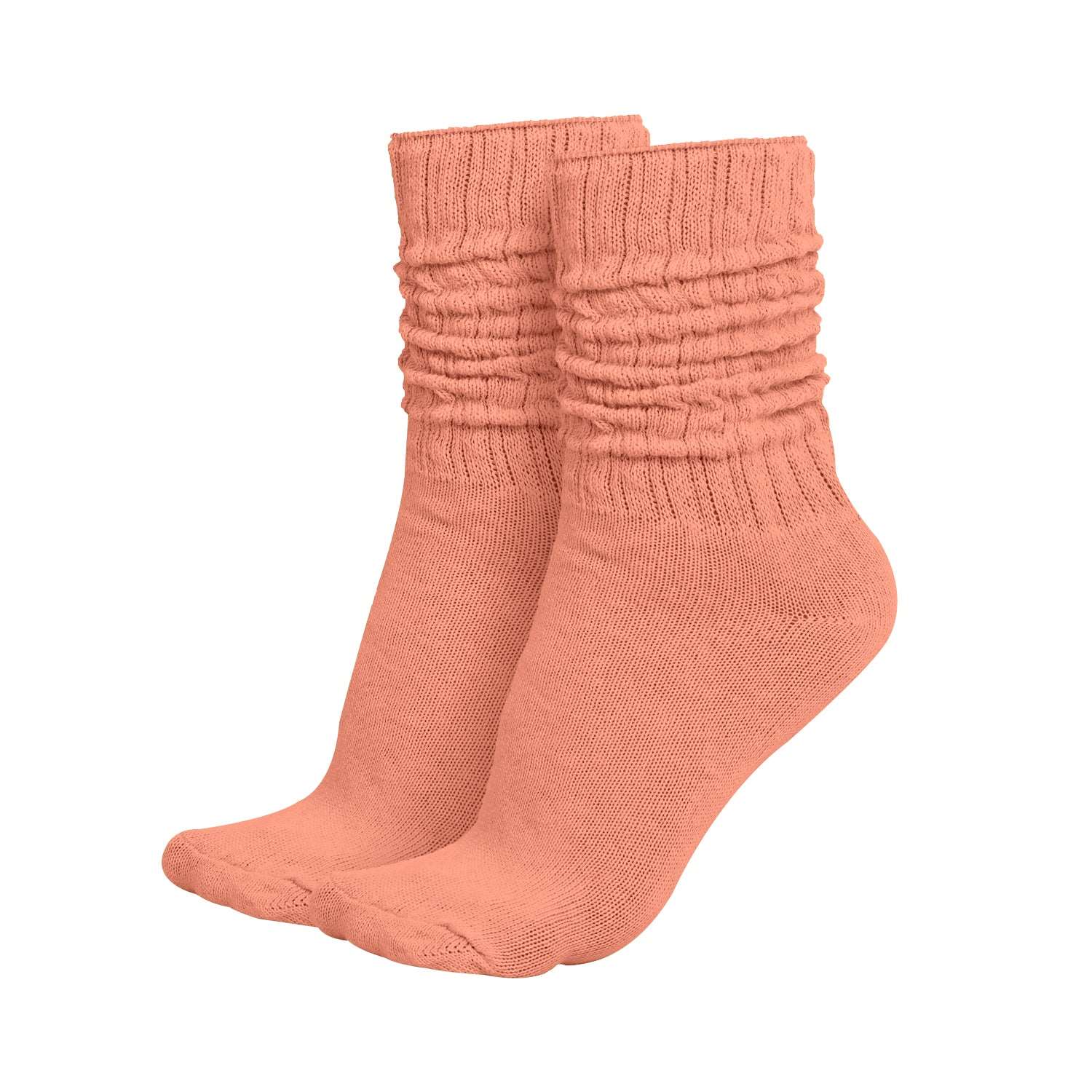 MDR Lightweight Cotton Slouch Socks For Women and Men 1 Pair Made in USA Size 9 to 11 (Peach)