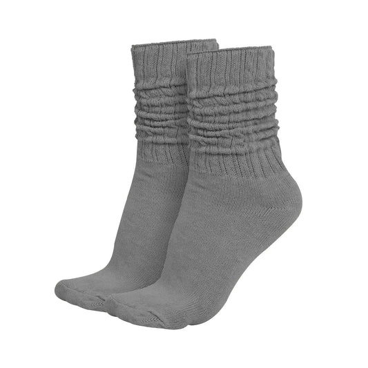 MDR Lightweight Cotton Slouch Socks For Women and Men 1 Pair Made in USA Size 9 to 11 (Gray)