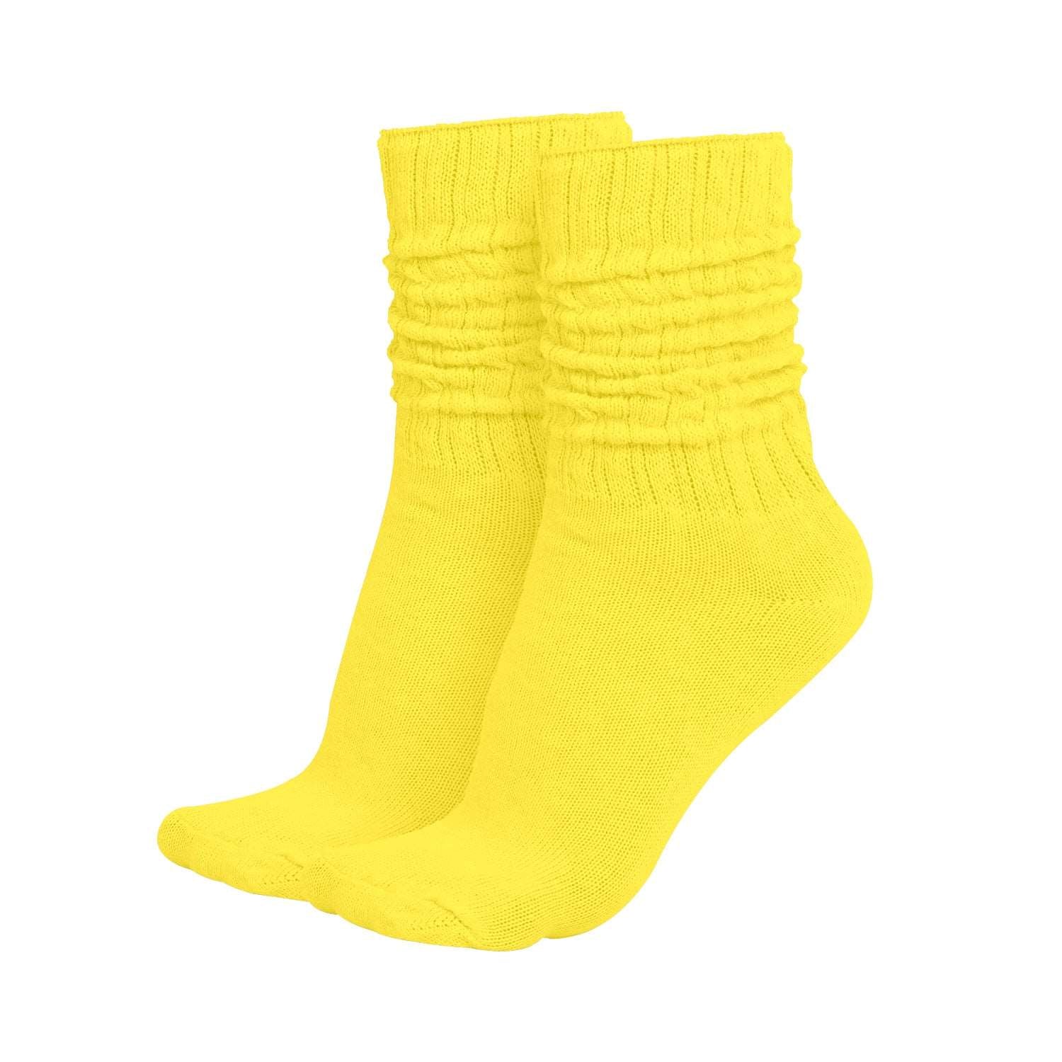 MDR Lightweight Cotton Slouch Socks For Women and Men 1 Pair Made in USA Size 9 to 11 (Yellow)