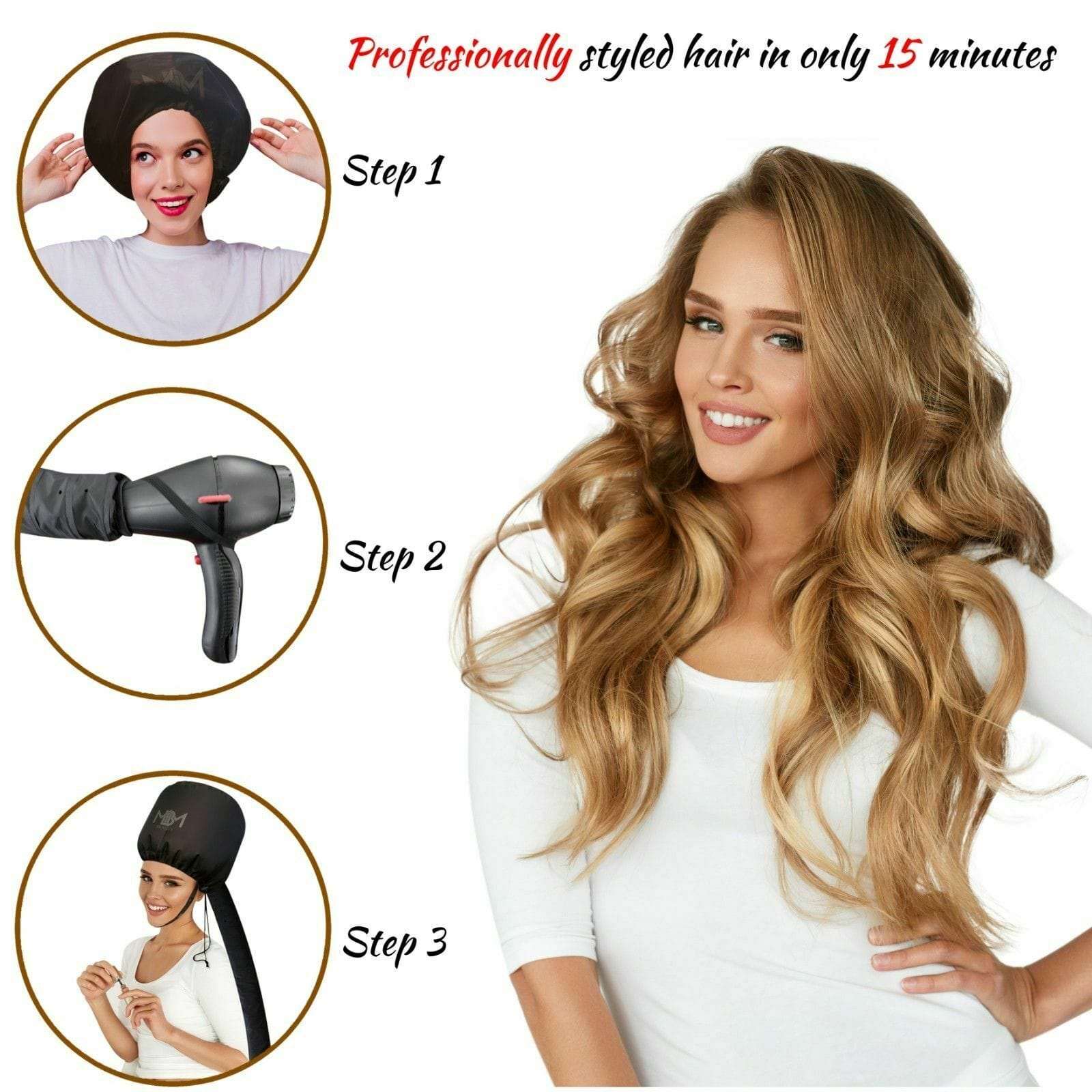 Portable Soft Hair Drying Cap Bonnet Hood Hat Blow Dryer Attachment
